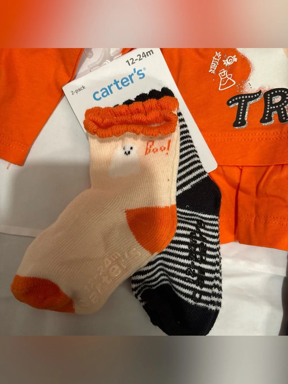 Carter's Orange 'Full of Treats' Halloween Bodysuit & Pants Set - Picture 3 of 4